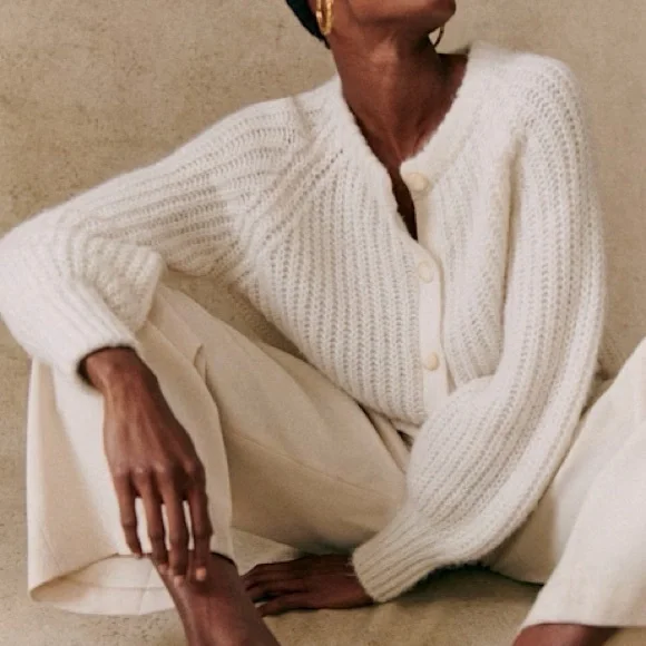 Sezane Emile Cardigan in Ecru (White) Women’s Size Small - Picture 7 of 7